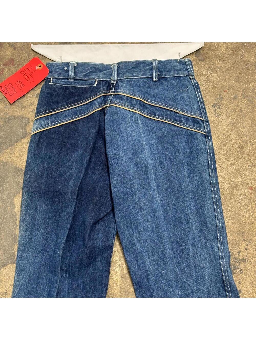 Vintage 70s Metallic Mixed-Panel Flare Jeans S - Picture 6 of 6